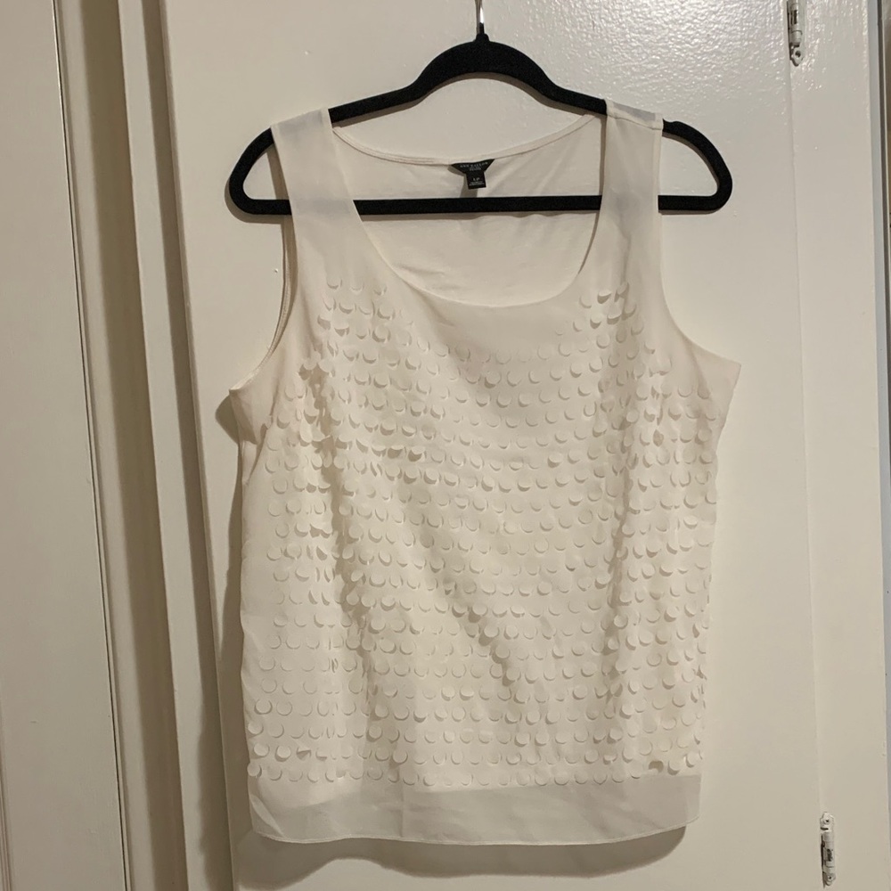 Ann Taylor White Textured Tank Top